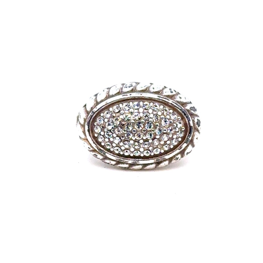 Brighton Silver-Tone Oval Crystal Ring‎